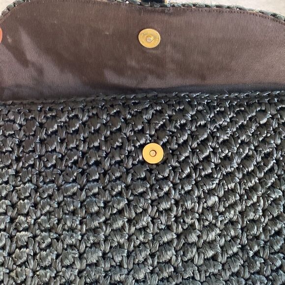 MORRIS MOSKOWITZ Vintage Black Crochet Straw Bag - Picture 3 of 6
